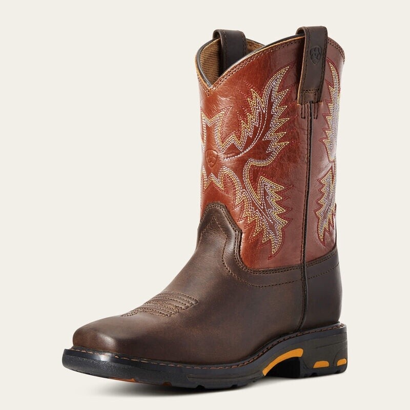10007837 KID&#39;S ARIAT WORKHOG SQUARE TOE WORK BOOT