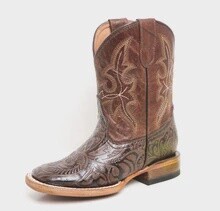 TMK205041 KID&#39;S TANNER MARK HAND TOOLED PRINT WESTERN BOOT