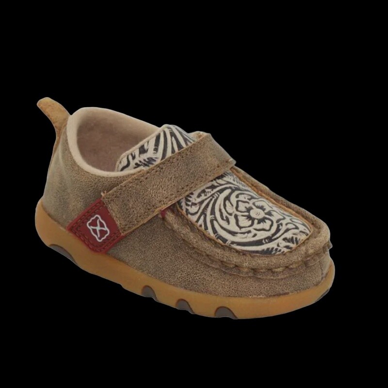 ICA0030 INFANT TWISTED X FLORAL TOOLED DRIVING MOCS