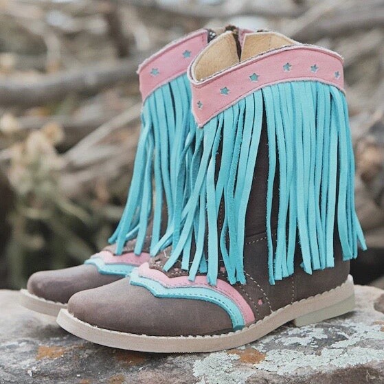 ST1105 TODDLER &quot;LYDDIE&quot; TURQUOISE FRINGE WESTERN BOOTS
