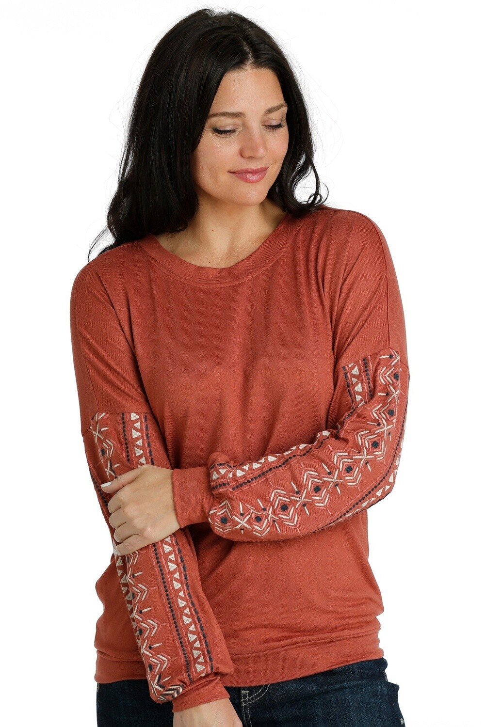 CTK7458001 WOMEN&#39;S CRUEL GIRL BURGUNDY LONG-SLEEVE SWEATER