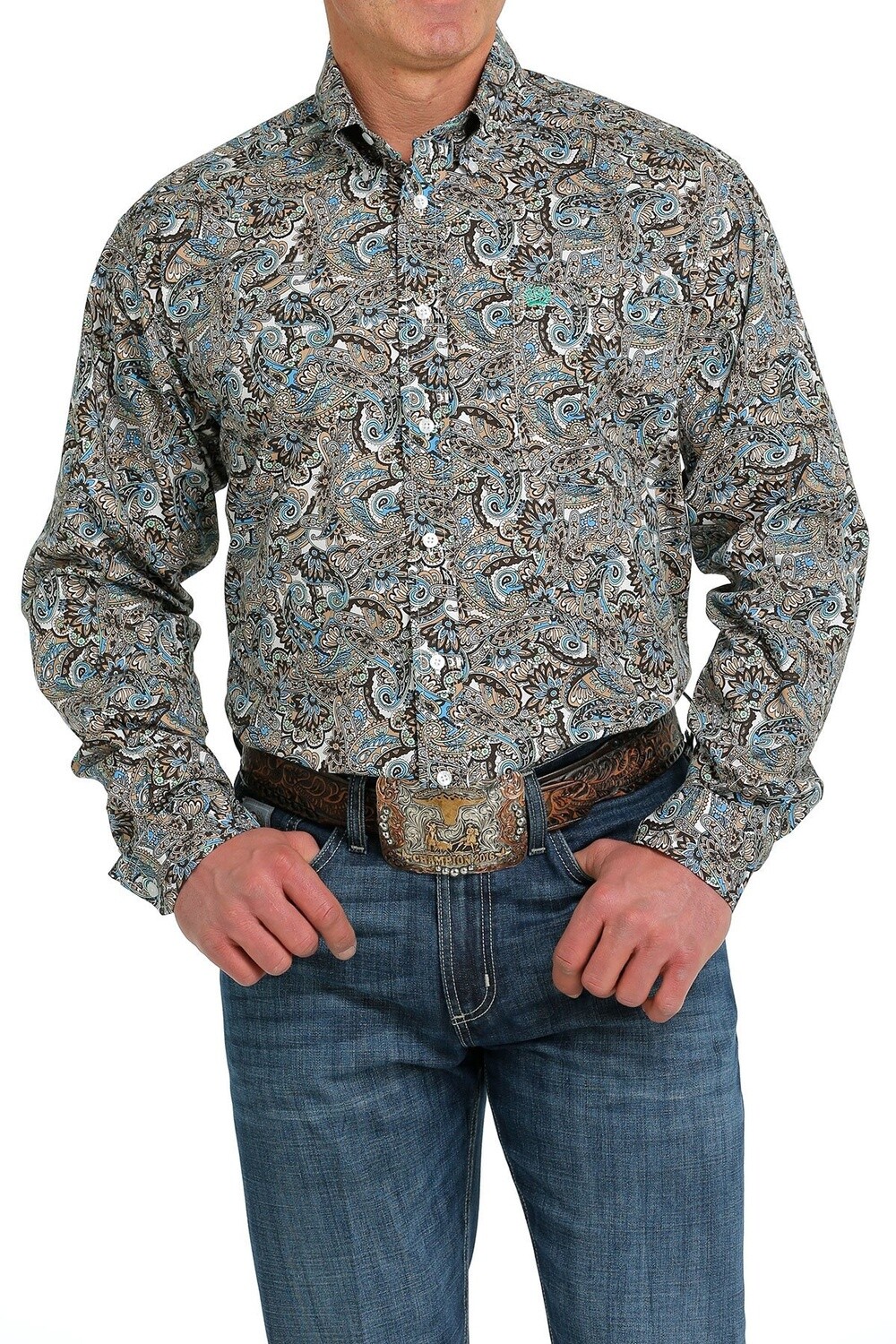 MTW1105544 MEN&#39;S CINH L/S PAISLEY PRINT WESTERN SHIRT