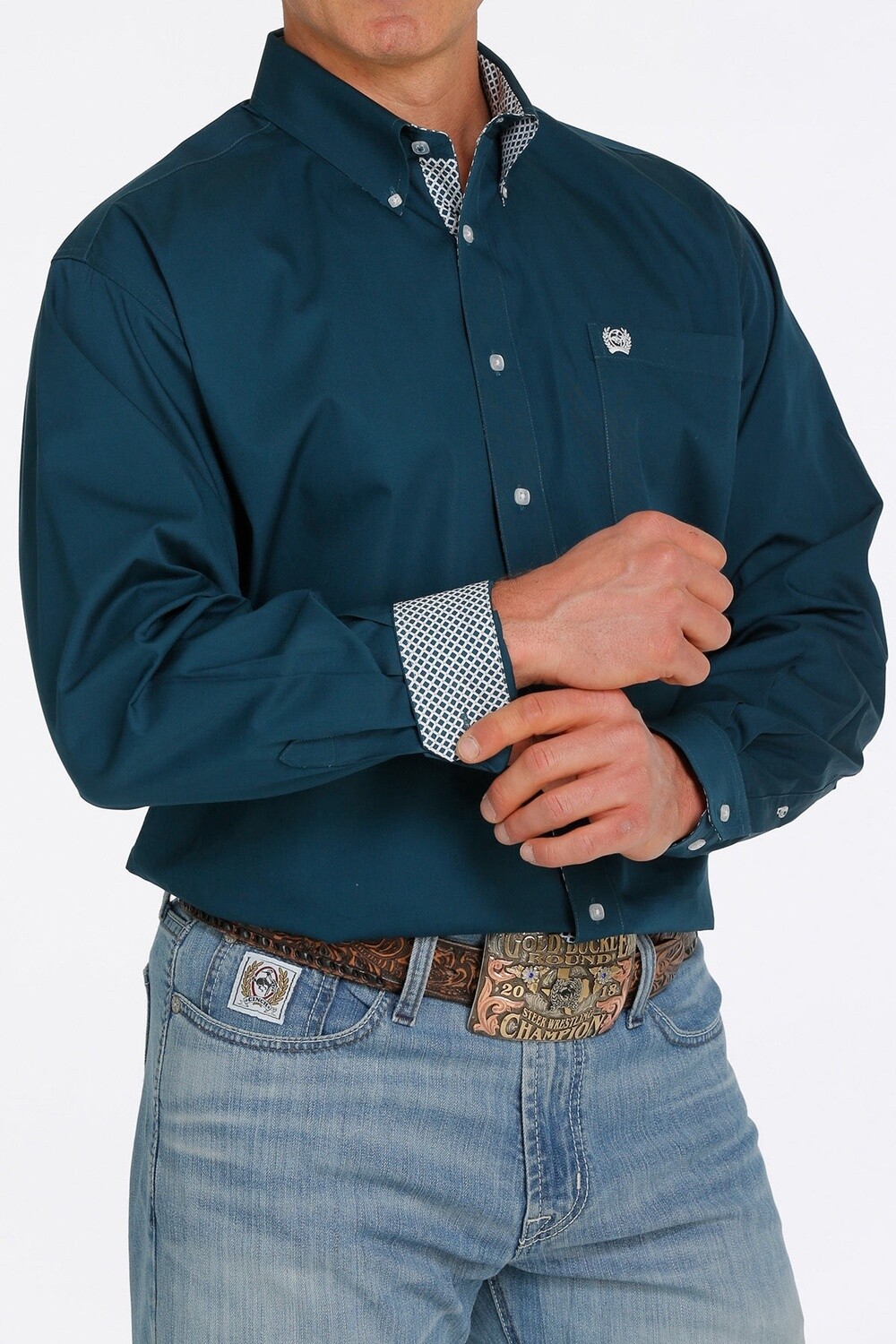 MTW1105384 MEN&#39;S CINCH L/S TEAL BUTTON DOWN WESTERN SHIRT