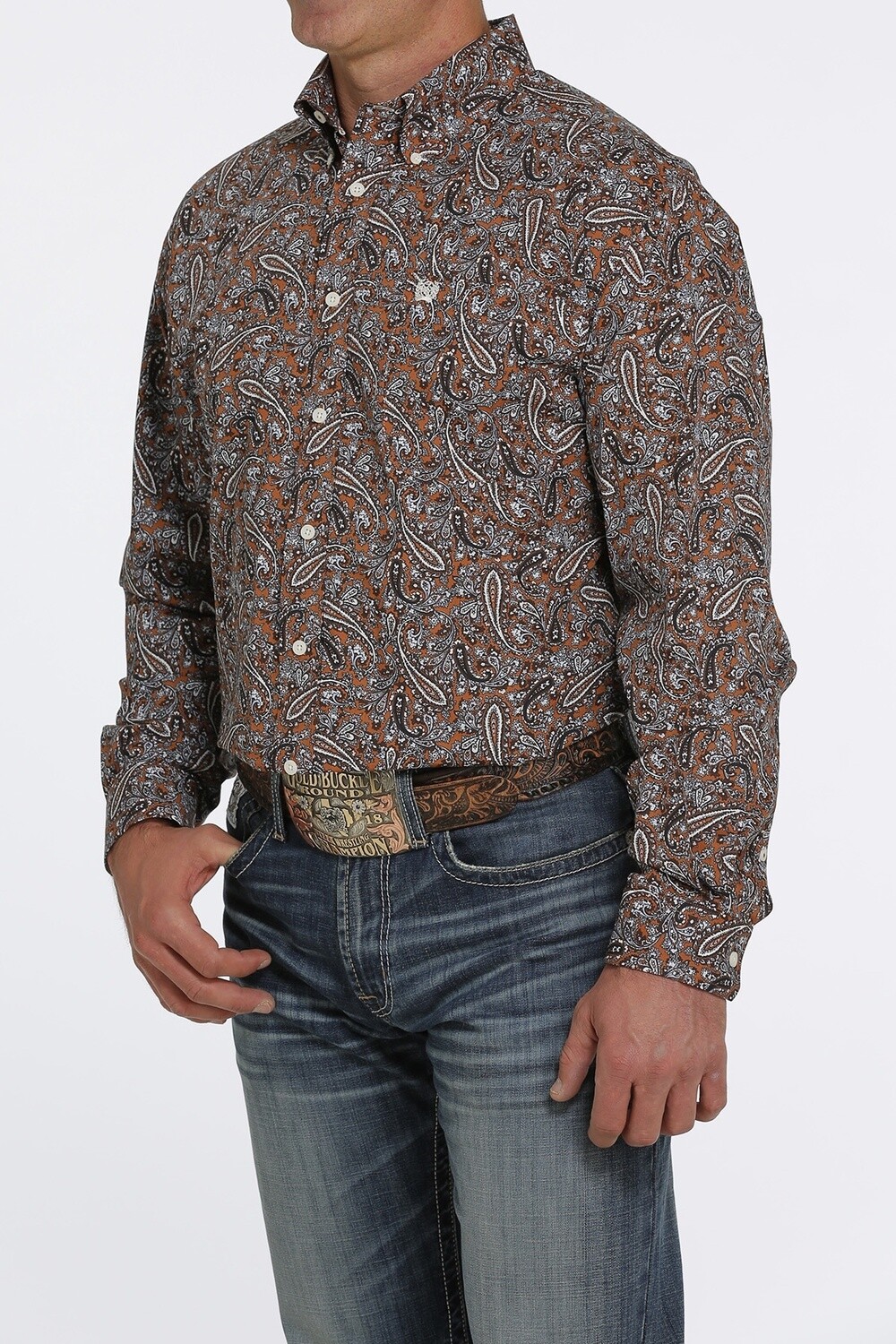 MTW1105453 MEN&#39;S CINCH BROWN L/S BUTTON DOWN WESTERN SHIRT