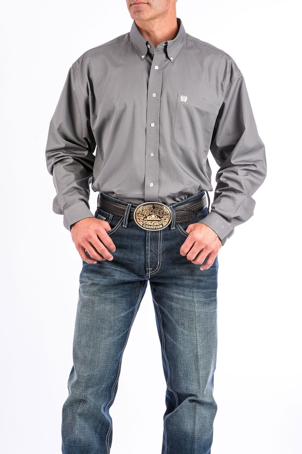 MTW1104238 MEN&#39;S CINCH GRAY L/S CINCH BUTTON DOWN WESTERN SHIRT