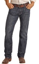 RRMD1RR0LJ MEN&#39;S ROCK &amp; ROLL REVOLVER SLIM STRAIGHT DARK WASH JEAN