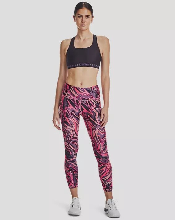 1365338-603 WOMEN&#39;S UNDER ARMOUR HEAT GEAR NO-SLIP WAISTBAND PRINTED ANKLE LEGGINGS