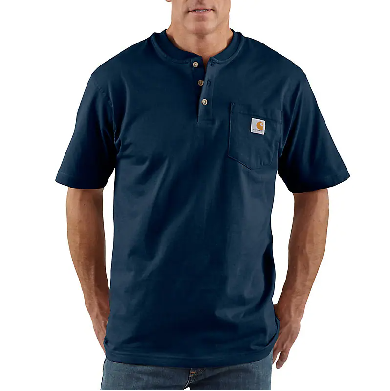 K84 NVY MEN&#39;S CARHARTT SHORT SLEEVE WORKWEAR HENLEY