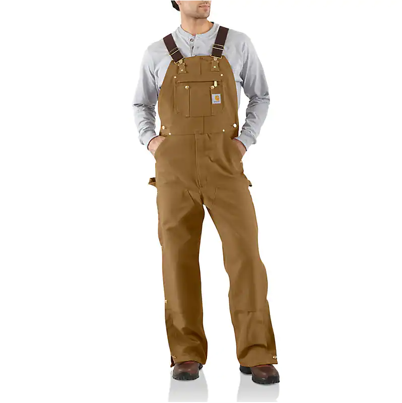 R37 BRN MEN&#39;S CARHARTT UNLINED LOOSE FIT FIRM DUCK BIB OVERALL