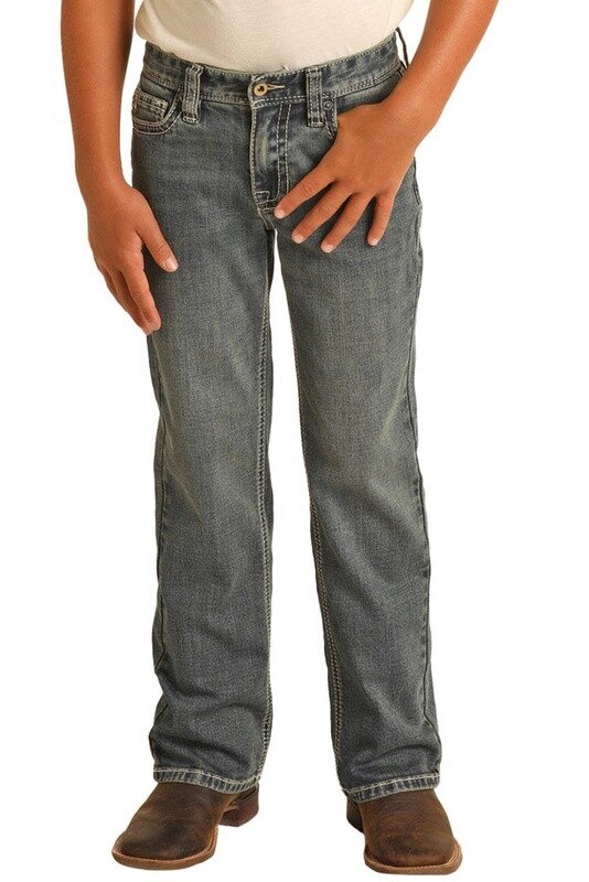 HYBD0BR1IF BOY'S ROCK &amp; ROLL HOOEY RELAXED TAPERED STRETCH STACKABLE BOOTCUT JEANS