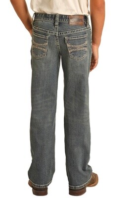HYBD0BR1IF BOY&#39;S ROCK &amp; ROLL HOOEY RELAXED TAPERED STRETCH STACKABLE BOOTCUT JEANS
