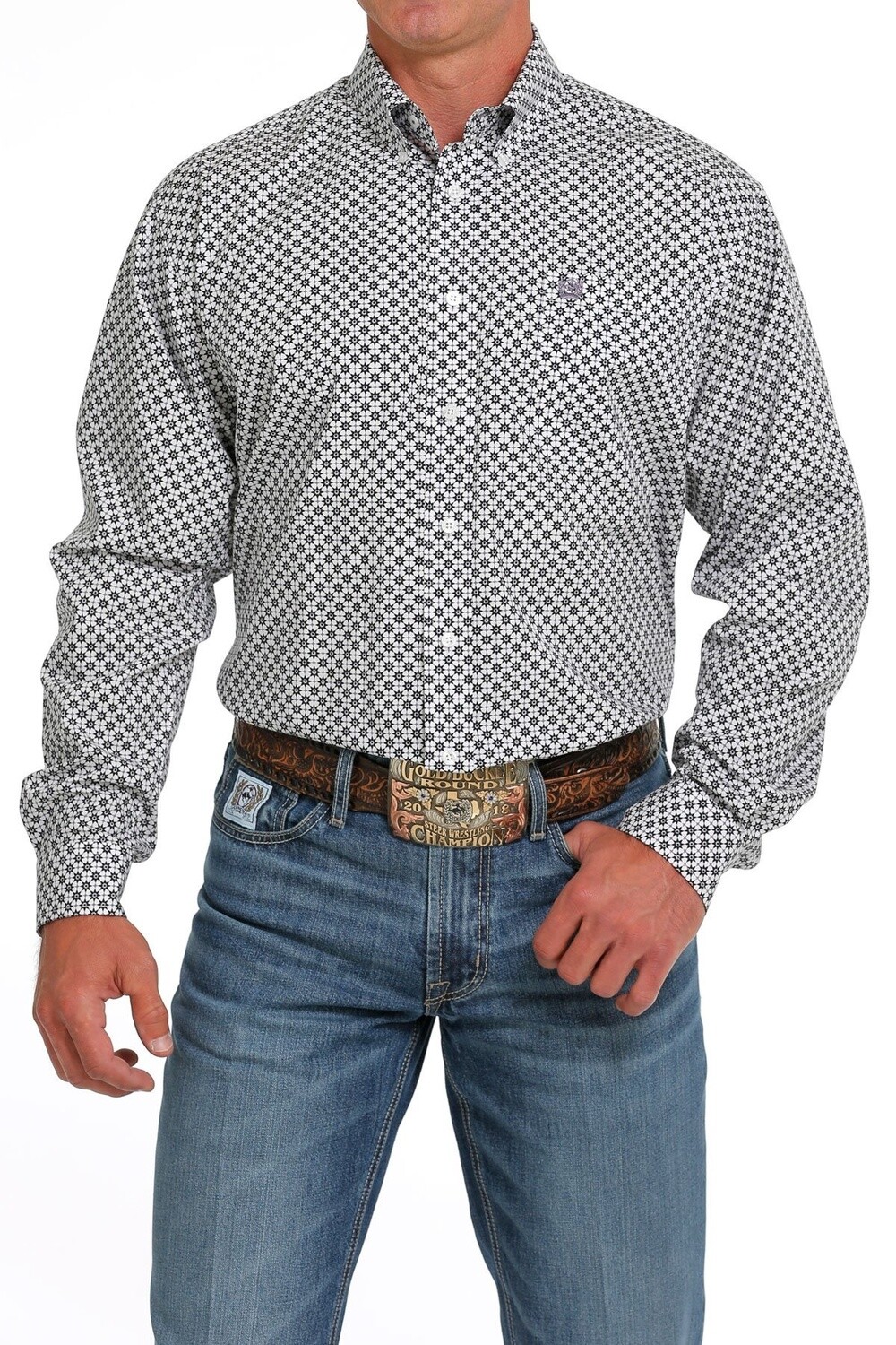 MTW1105633 MEN&#39;S CINCH WHITE PRINTED LONG-SLEEVE WESTERN SHIRT