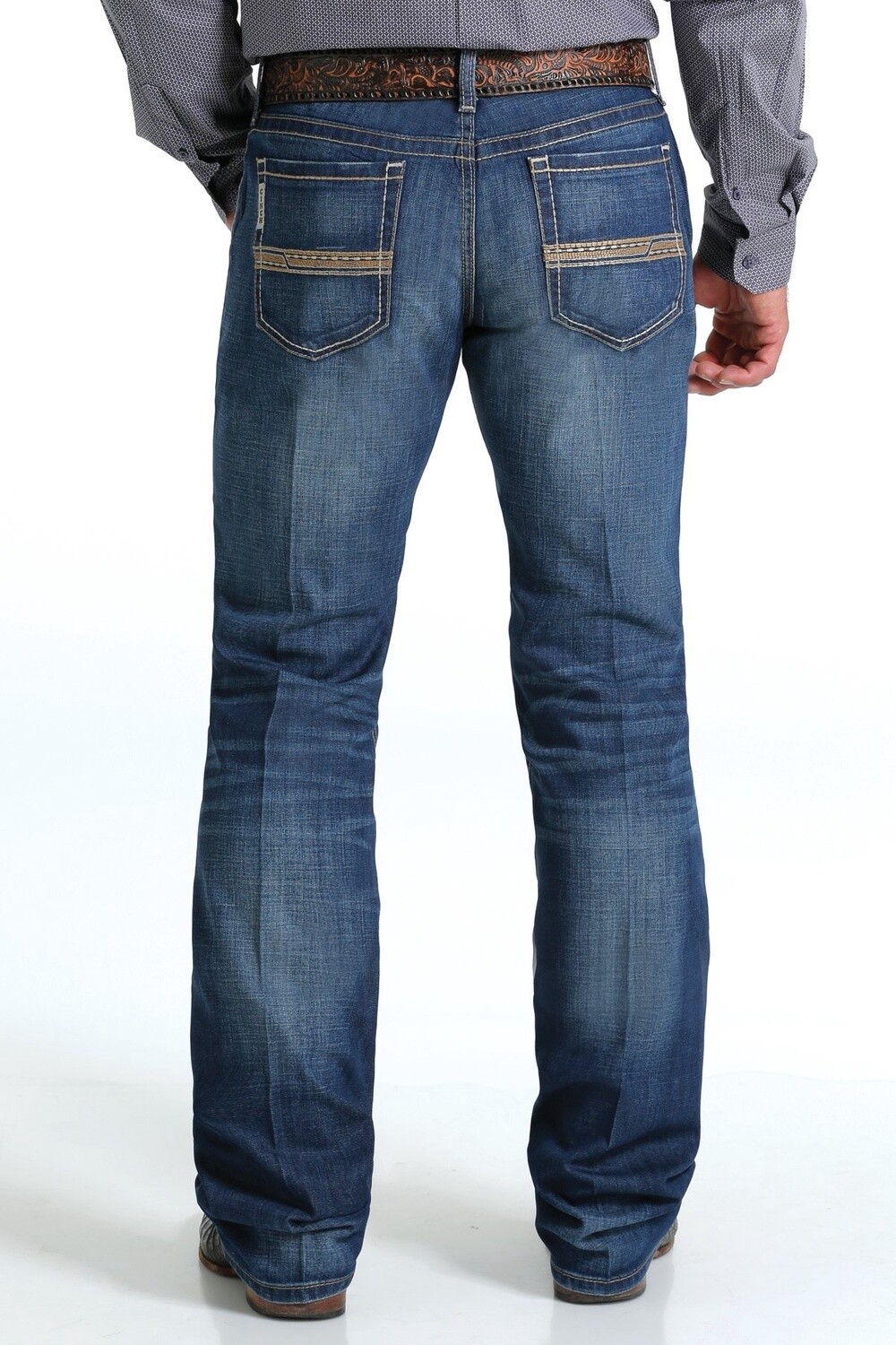 MB57536001 MEN&#39;S CINCH IAN MID-RISE SLIM MEDIUM STONE WASH BOOTCUT JEAN