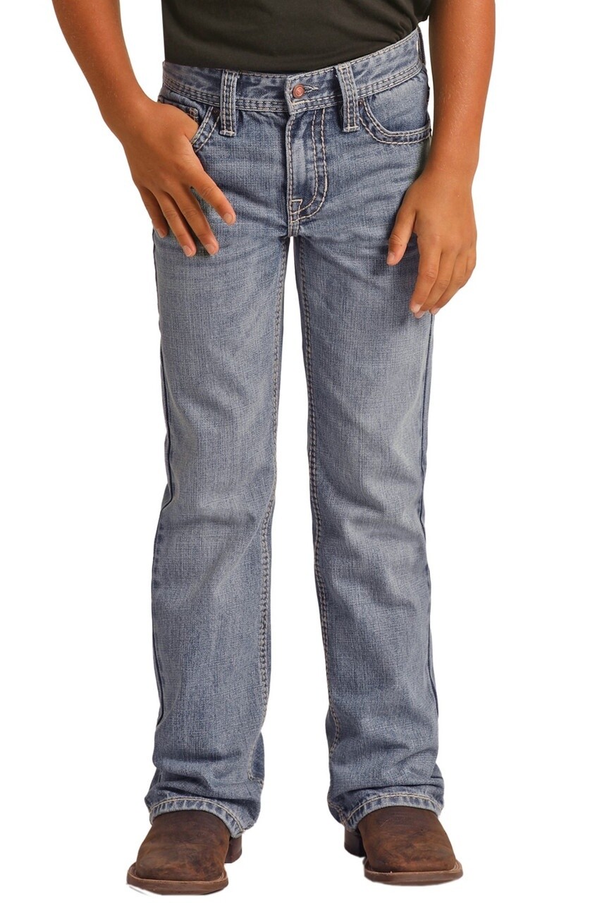 RRBD0BR14K BOY'S ROCK & ROLL RELAXED TAPERED BOOTCUT JEANS