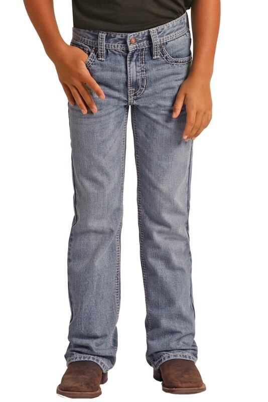 RRBD0BR14K BOY&#39;S ROCK &amp; ROLL RELAXED TAPERED BOOTCUT JEANS