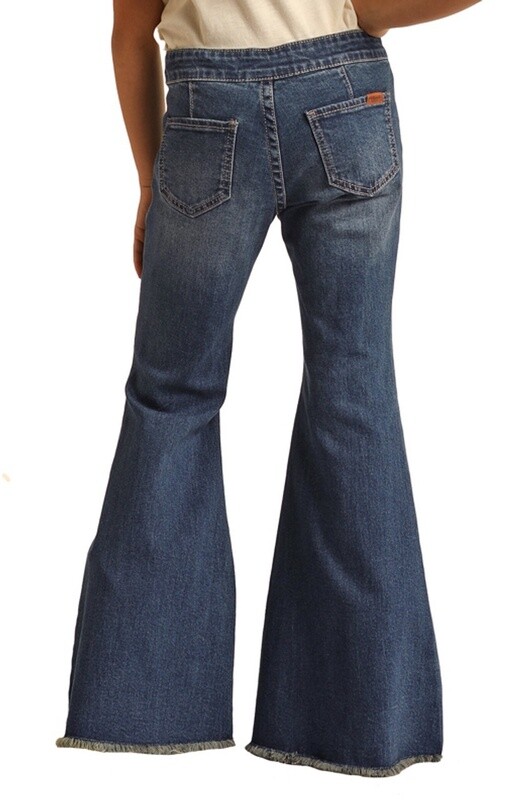 RRGD7PR0S4 GIRL'S ROCK &amp; ROLL HIGH RISE EXTRA STRETCH BELL BOTTOM JEANS