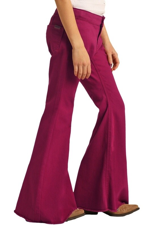RRGD7PRZR8 GIRL'S ROCK &amp; ROLL EXTRA STRETCH BURGUNDY BELL BOTTOMS