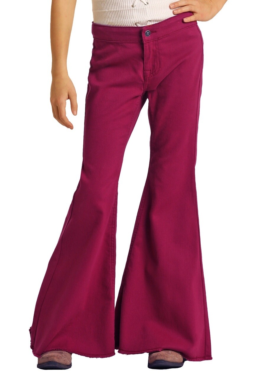 RRGD7PRZR8 GIRL&#39;S ROCK &amp; ROLL EXTRA STRETCH BURGUNDY BELL BOTTOMS