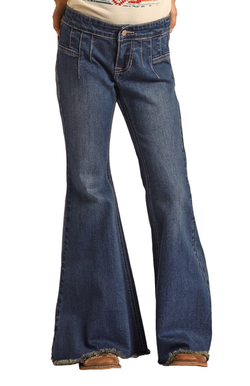 RRGD7PR0S4 GIRL&#39;S ROCK &amp; ROLL HIGH RISE EXTRA STRETCH BELL BOTTOM JEANS