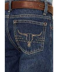 302015-450 BOYS COWBOY HARDWARE MEDIUM WAS MID RISE STEER HEAD STRAIGHT JEANS