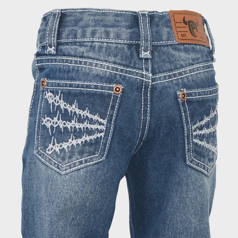 302027-450 BOY&#39;S COWBOY HARDWARE BARBED WIRE MEDIUM WASH JEAN
