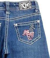 802092-450 GIRLS COWGIRL HARDWARE FLAG PONY JEAN