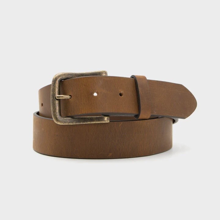 1023-45 MEN&#39;S GINGERICH LEATHER BROWN 1.5&quot; LEATHER BELT
