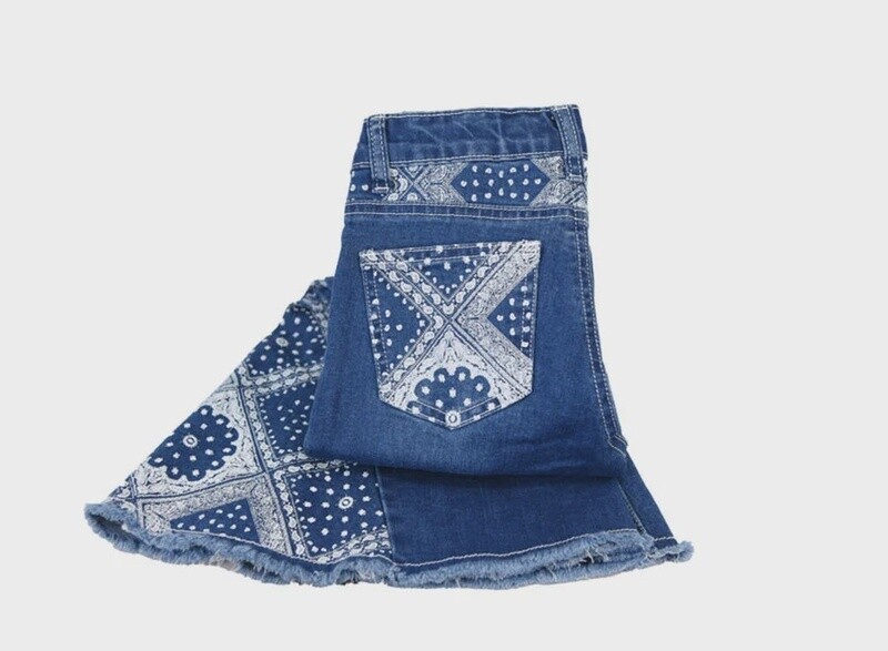 402164-450 GIRL'S COWGIRL HARDWARE BANDANA BELL BOTTOM JEANS