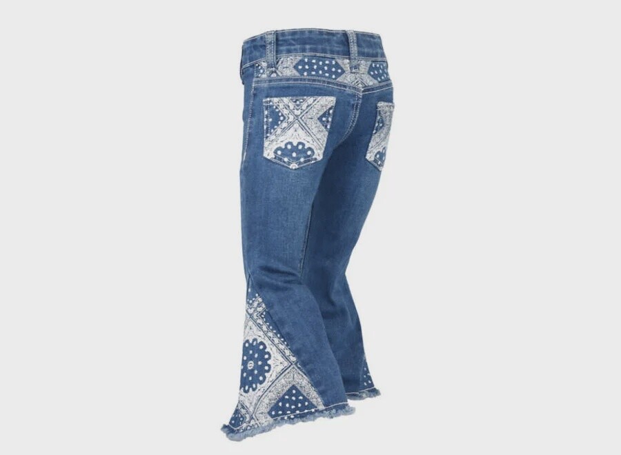 402164-450 GIRL&#39;S COWGIRL HARDWARE BANDANA BELL BOTTOM JEANS