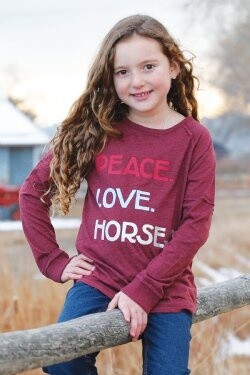 CTK8340002 GIRL'S CRUEL GIRL LONG SLEEVE PEACE LOVE HORSES TEE