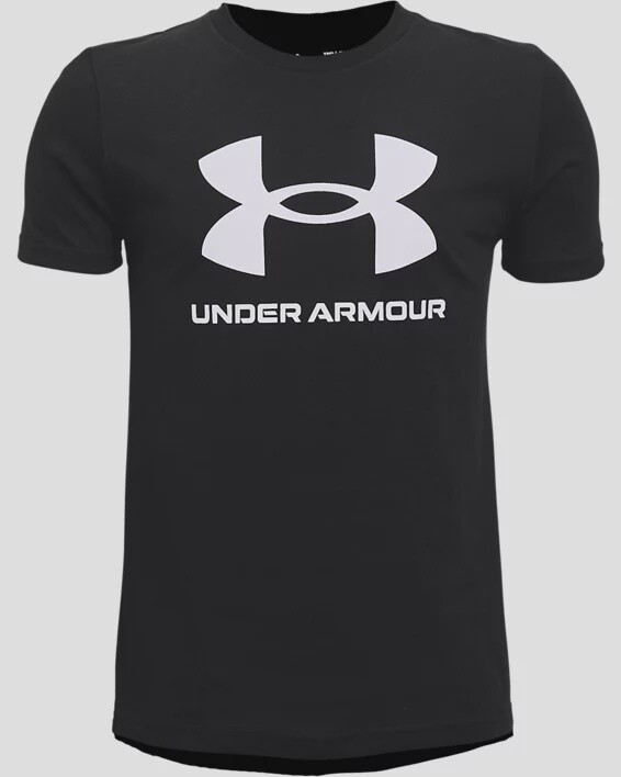 1363282-001 BOYS UNDER ARMOUR BIG LOGO BLACK TEE
