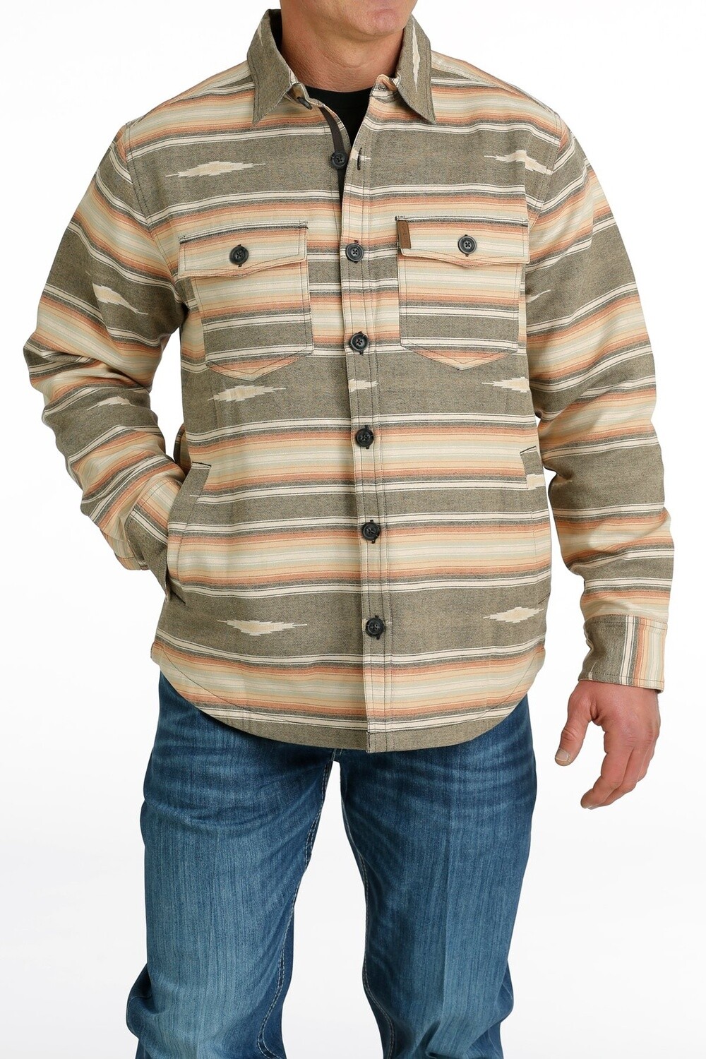 MWJ1597002 MEN&#39;S CINCH GRAY JACQUARD SHIRT JACKET