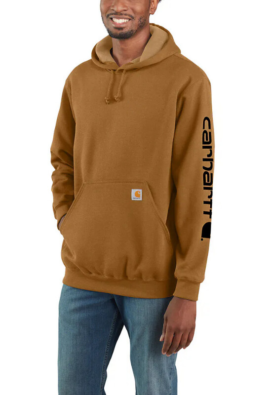 K288 BRN CARHARTT LOOSE FIT MIDWEIGHT LOGO SLEEVE GRAPHIC HOODIE