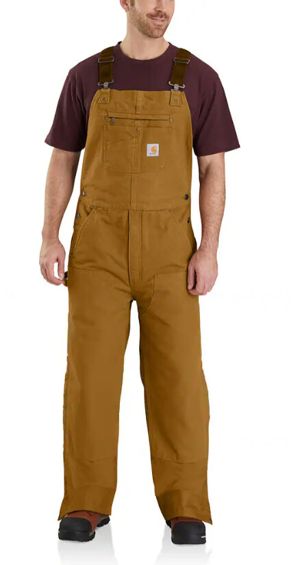 104031-BRN MEN&#39;S CARHARTT LOOSE FIT WASHED DUCK INSULATED BIB OVERALL - 3 WARMEST RATING