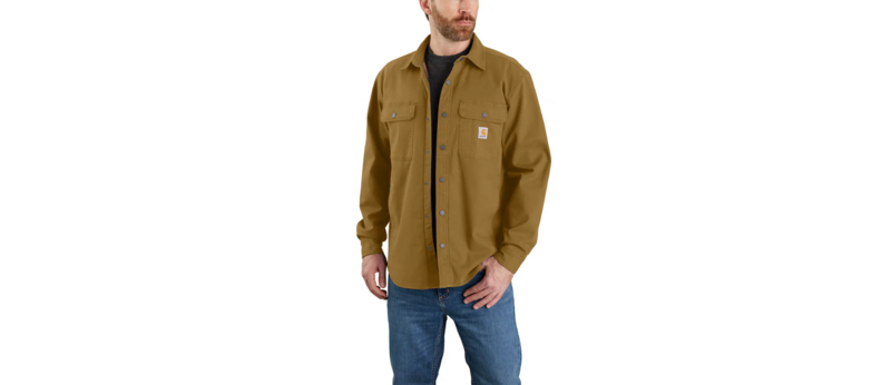 105419-B33 MEN&#39;S CARHARTT RUGGED FLEX® RELAXED FIT CANVAS FLEECE-LINED SHIRT JAC