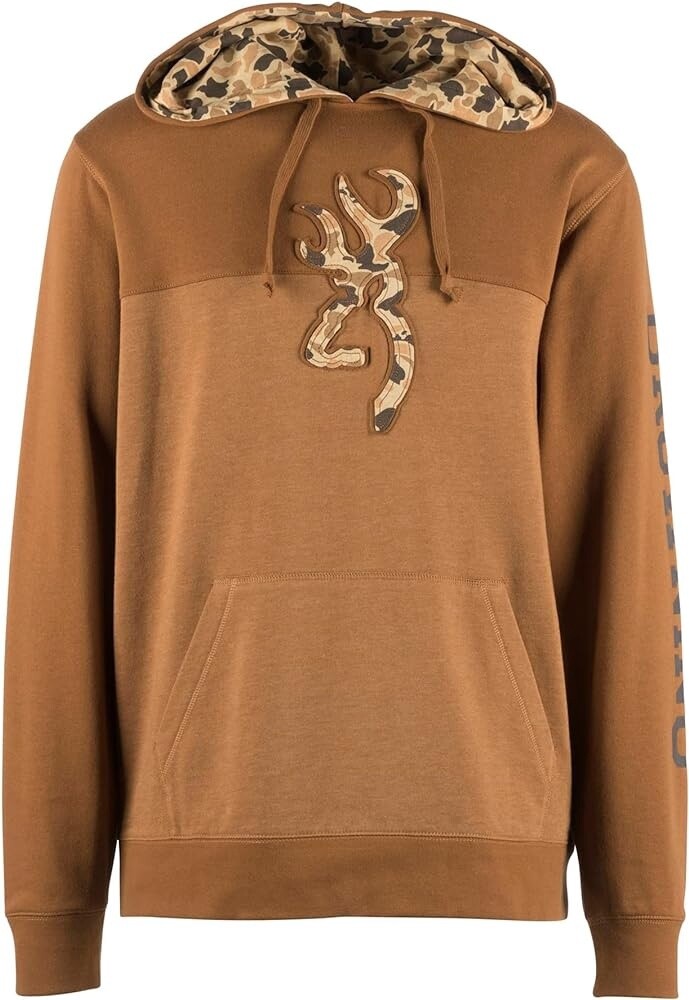 MEN&#39;S BROWNING BROWN PEAK BUCKMARK 2-TONE FLEECE HOODY