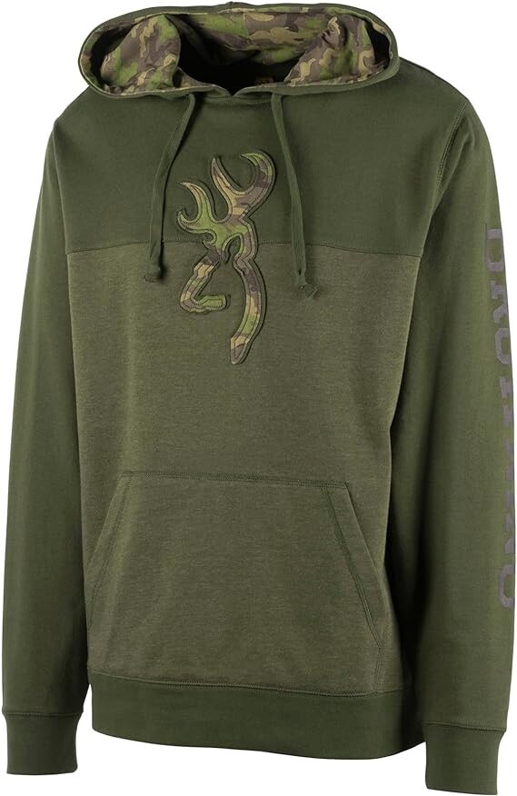 MEN&#39;S BROWNING RIFLE GREEN/CAMO PEAK BUCKMARK 2-TONE FLEECE
