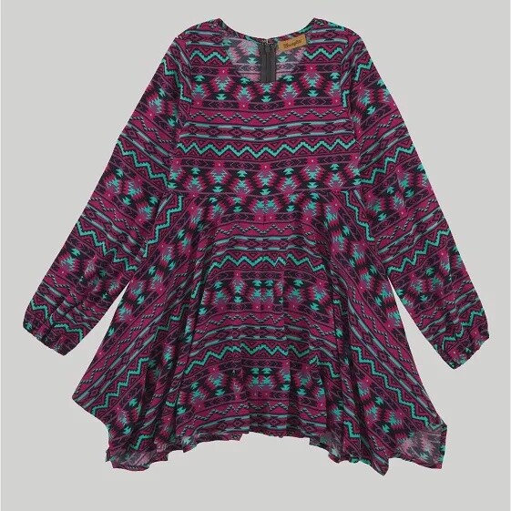 GWD419M GIRL&#39;S WRANGLER SOUTHWESTERN PRINT DRESS