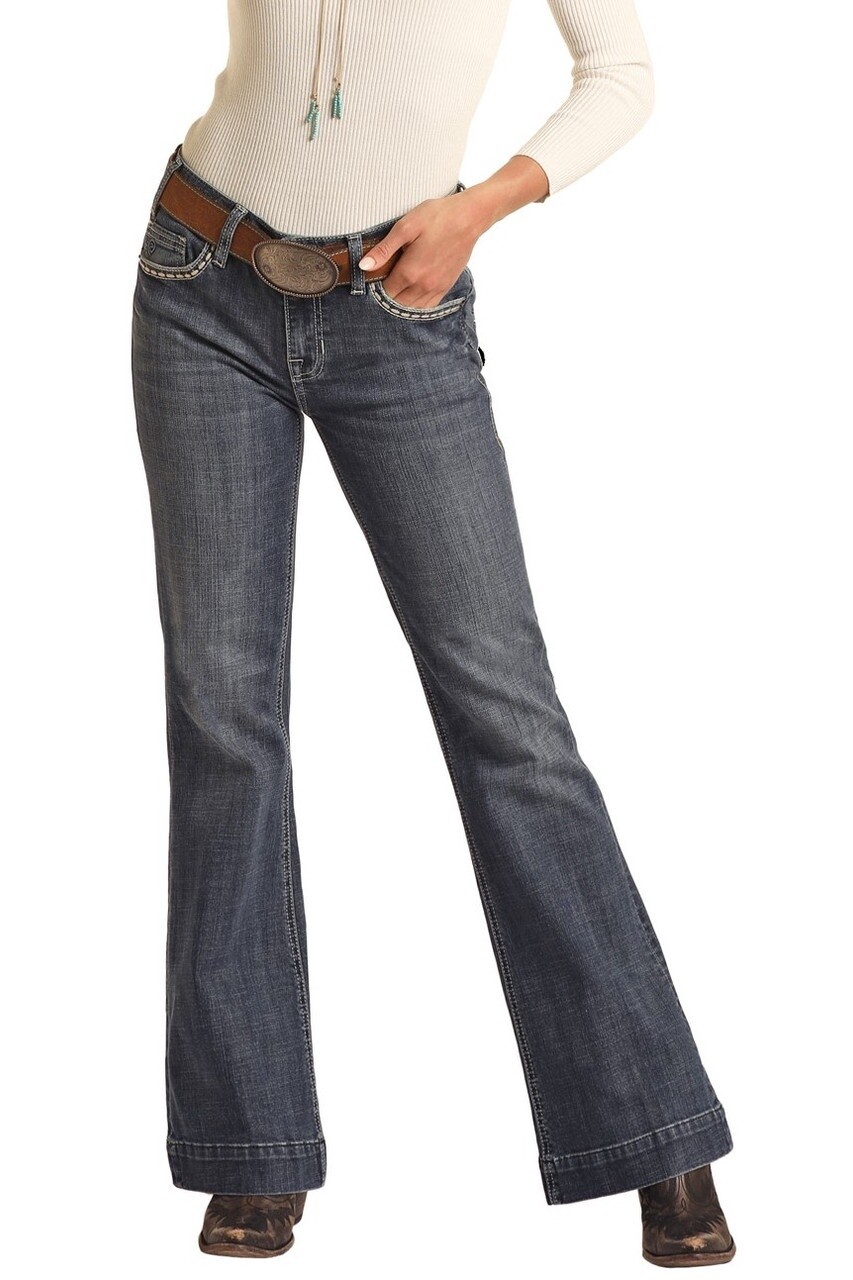 BW5MD02985 WOMEN&#39;S ROCK &amp; ROLL CURVED CROSS TROUSER
