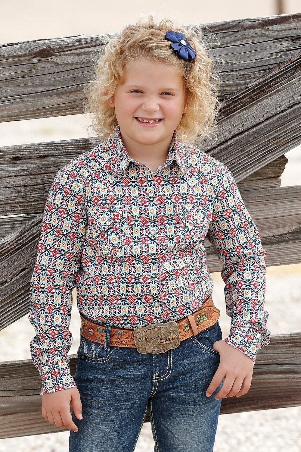 CTW3230019 GIRLS CRUEL GIRL LONG SLEEVE MULTI COLOR PRINT SNAP SHIRT