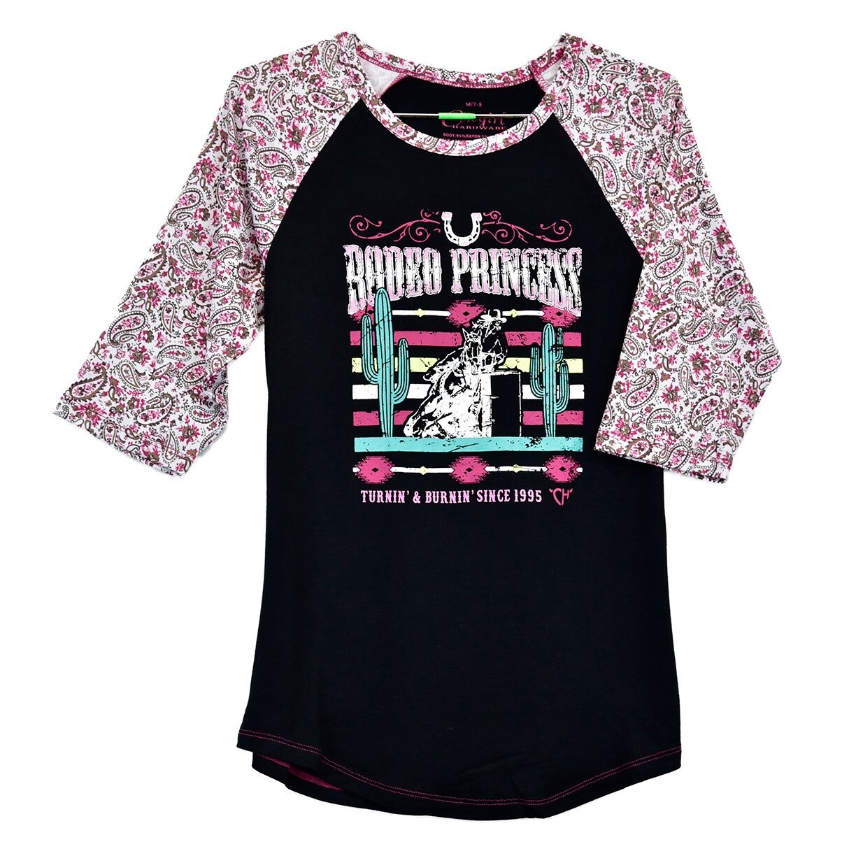 455143-020 GIRLS COWGIRL HARDWARE RODEO PRINCESS RAGLAN TEE