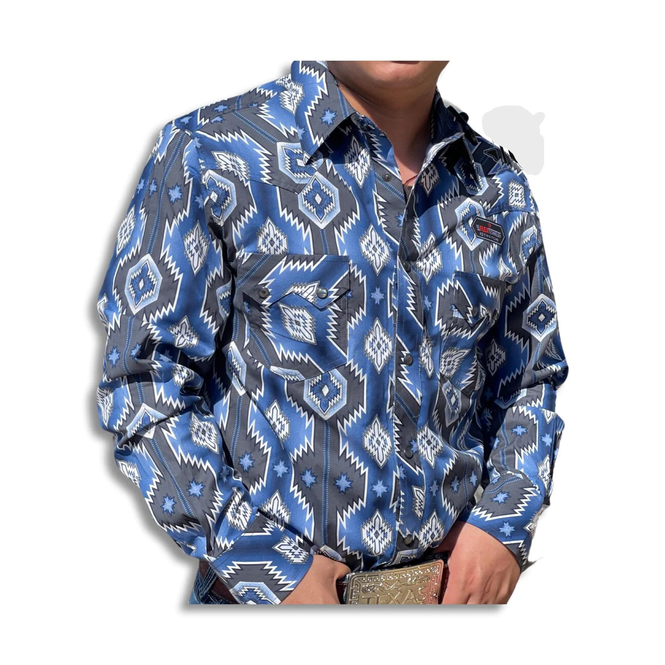 RRMSOSRZ1F MEN&#39;S ROCK &amp; ROLL AZTEC POPLIN SNAP SHIRT