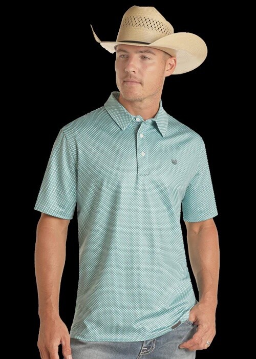 PPMT51R0WA MEN&#39;S PANHANDLE SHORT SLEEVE GEO PRINT POLO