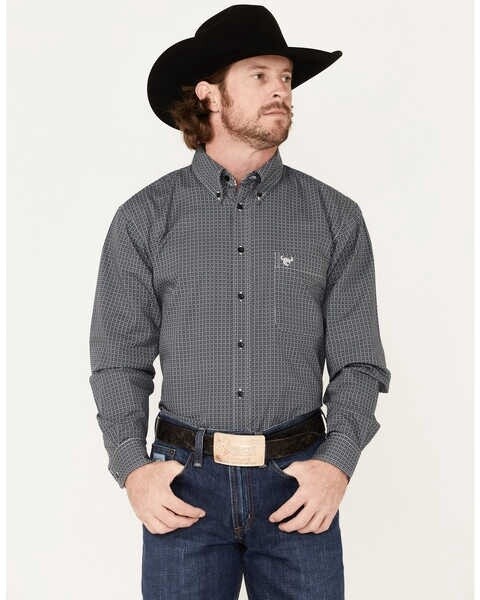 125469-480-M MEN&#39;S COWBOY HARDWARE NAVY LONG SLEEVE BUTTON UP