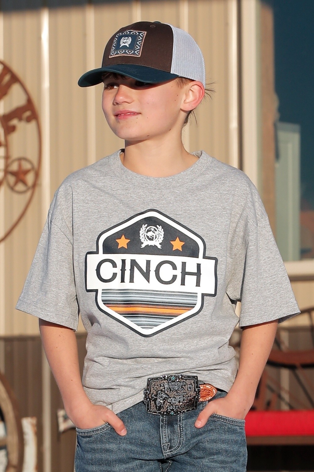 MTT7670139 BOY&#39;S CINCH GRAY SHORT-SLEEVE LOGO T-SHIRT