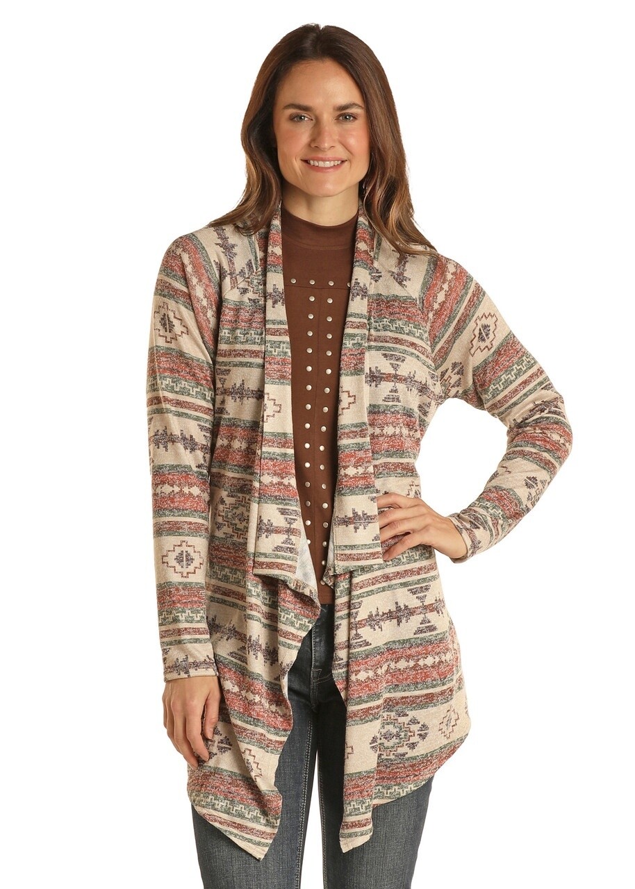 LW34T02285 WOMEN&#39;S ROCK &amp; ROLL CASCADING SWEATER CARDIGAN