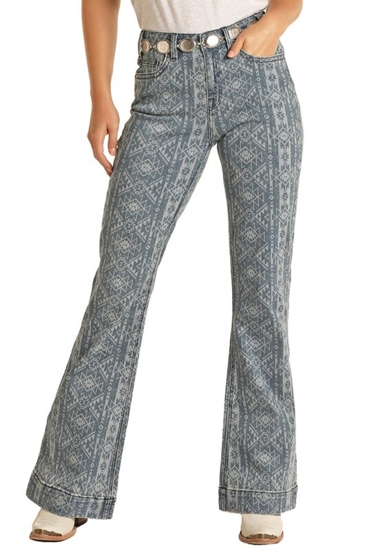 HYWD5HR169 WOMEN&#39;S ROCK &amp; ROLL AZTEC HOOEY HIGH-RISE TROUSER