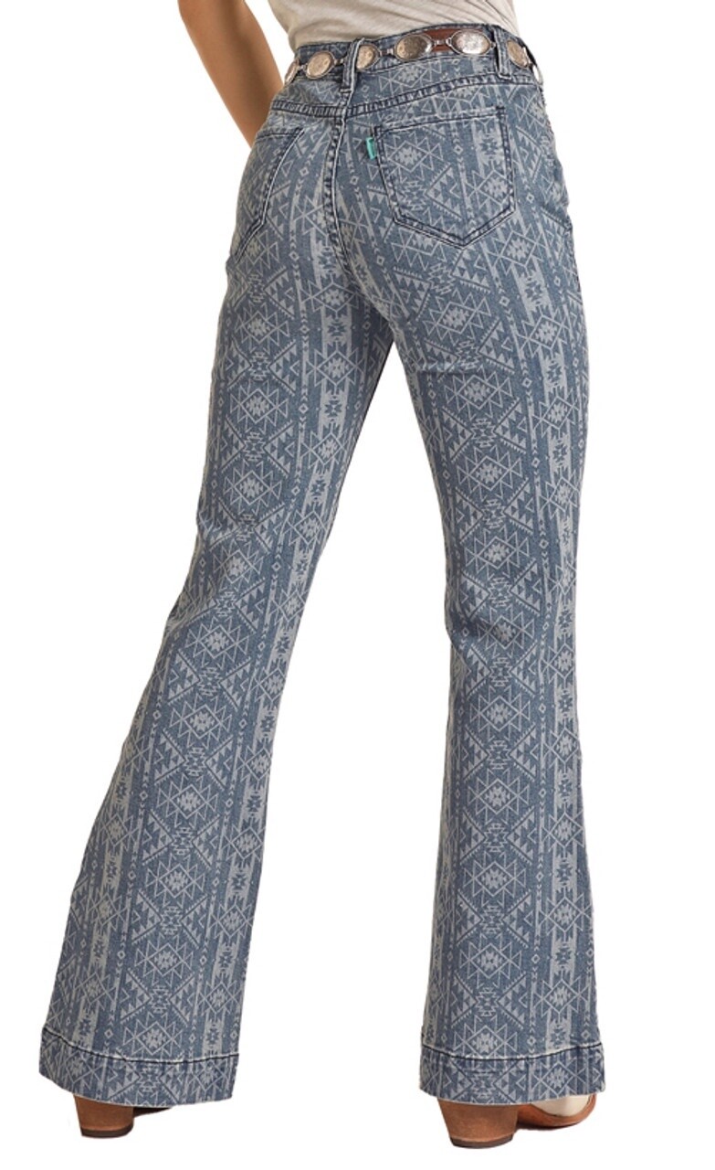 HYWD5HR169 WOMEN'S ROCK ROLL AZTEC HOOEY HIGH-RISE TROUSER