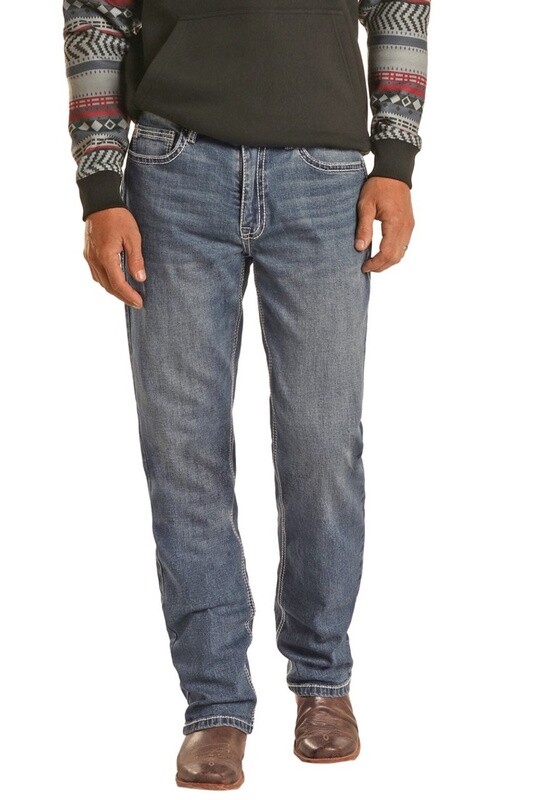 HMTBD02564 MEN&#39;S ROCK &amp; ROLL HOOEY ROPE STITCH STACKABLE BOOTCUT JEAN