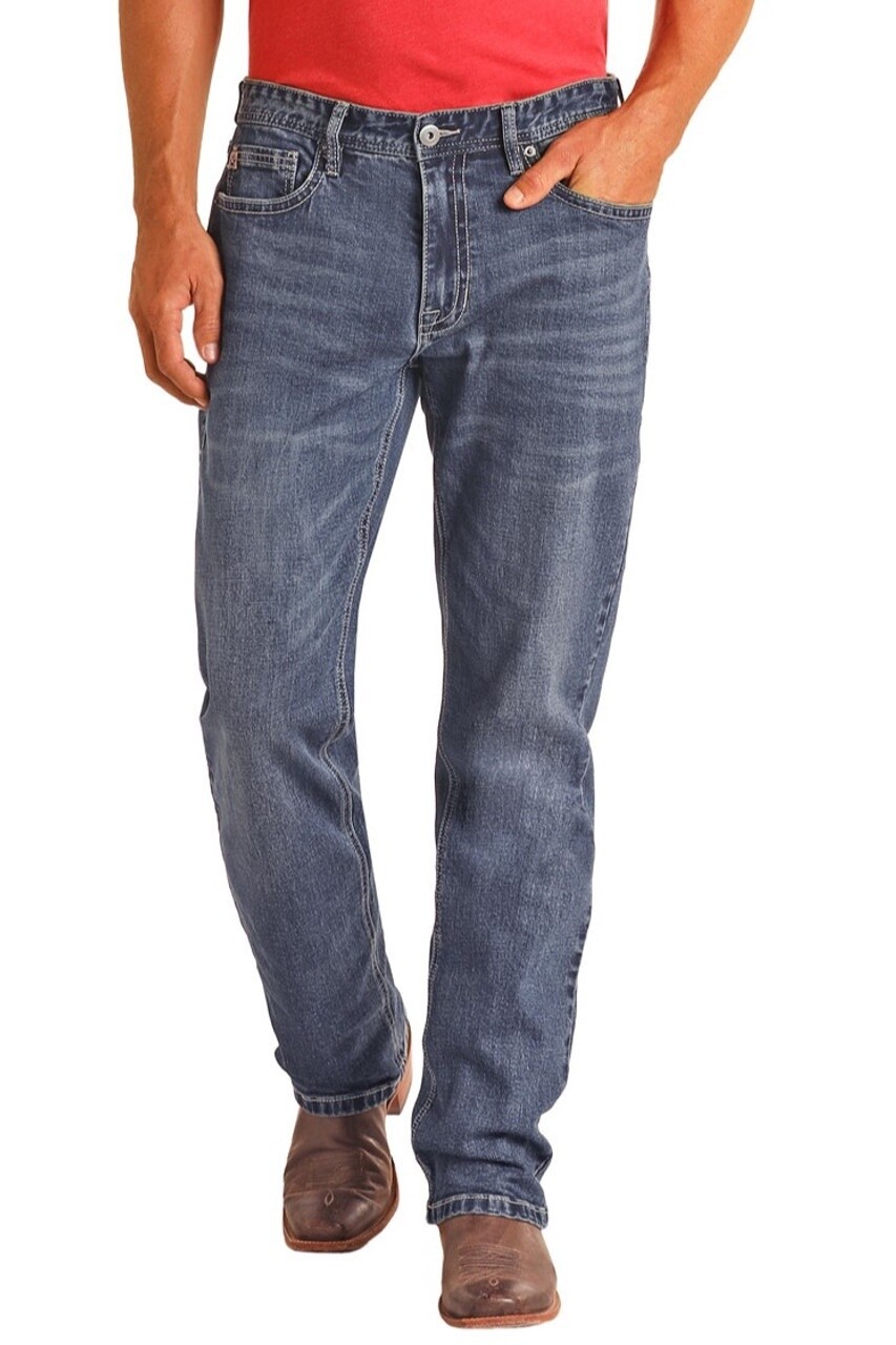 HYMDTBR1IG MEN&#39;S ROCK &amp; ROLL ROPE STITCH HOOEY STACKABLE BOOTCUT JEAN